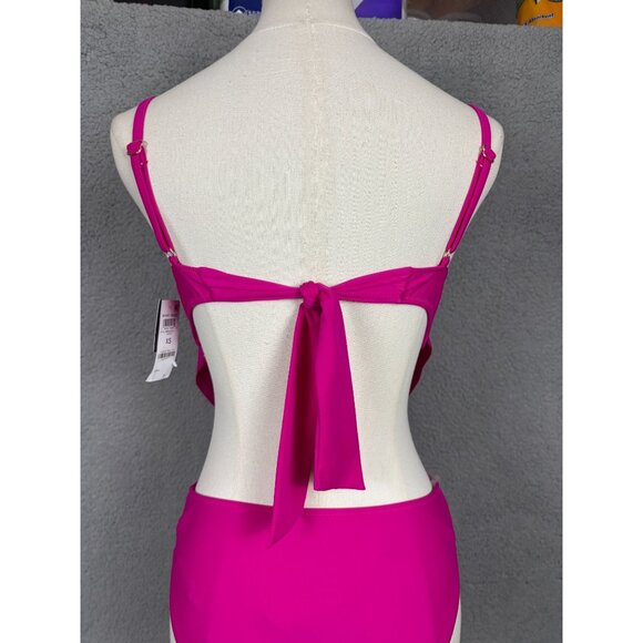 Bar III Women's Hot Pink Drape Monokini Swimsuit One Piece Extra Small NWT's - Picture 6 of 8
